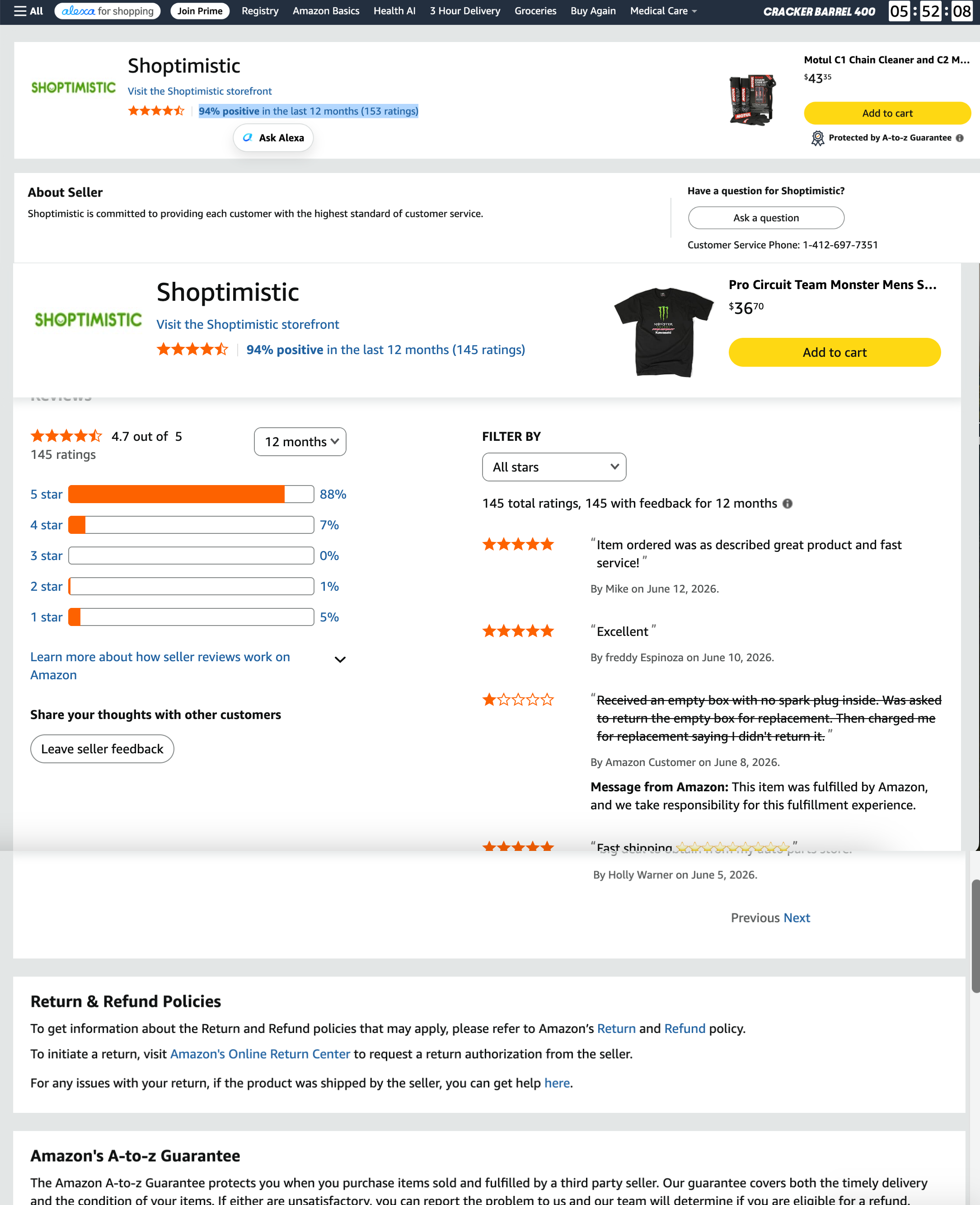 Rollun storefront on Amazon